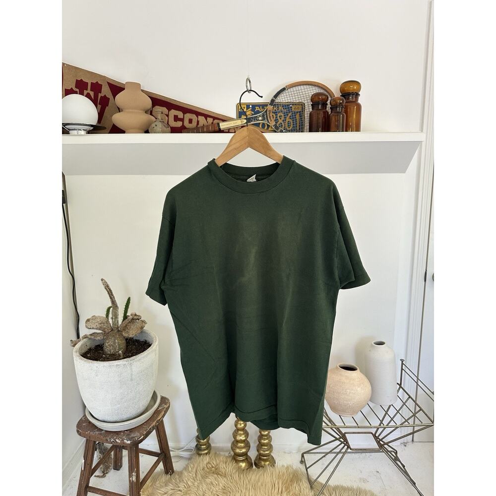 Vintage 90s Single Stitch Earth Tone Dark Green T-Shirt Large 22 x 28